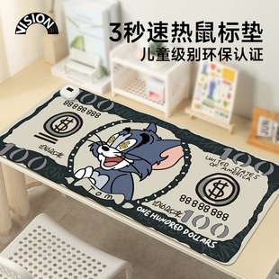 可爱汤姆加热鼠标垫超大发热暖桌垫办公室垫子桌面电脑键盘电热板