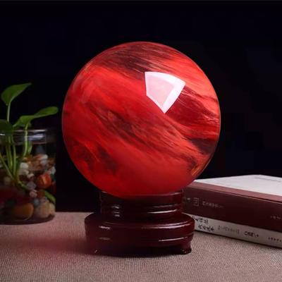 优质红色水晶球客厅装饰品熔炼球招财摆件江苏连云港东海水晶礼品