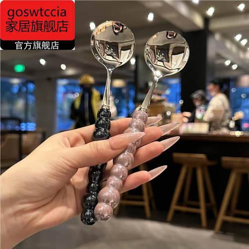 【老板娘自留轻奢款】珍珠陶瓷手柄304不锈钢刀叉勺高级感INS风