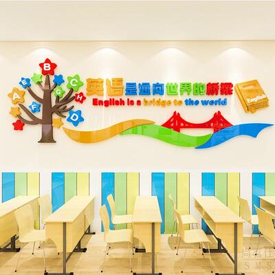 英语培训机构墙面装饰儿童暑假兴趣班辅导班文化墙贴教室布置贴画