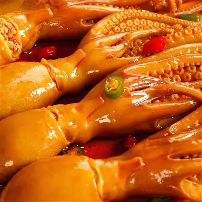 新日期八爪鱼大爆头即食网红小吃零食章鱼鱿鱼须麻辣海鲜熟