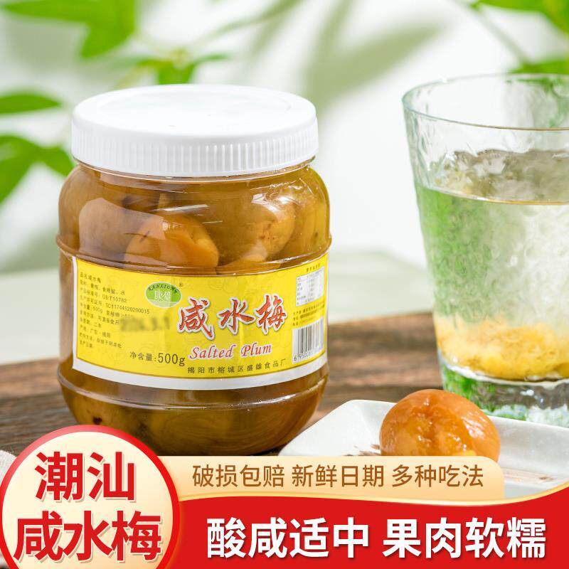 新日期咸水梅500g潮汕特产腌制青梅泡水蒸鱼炒菜酸梅汁瓶装