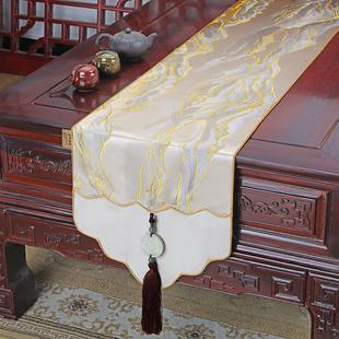 高精密桌旗餐桌布电视柜床尾巾轻奢简约装 艺必旭新中式 饰可定制