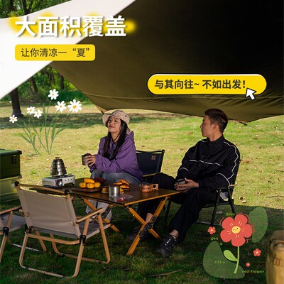 加厚款黑胶天幕帐篷户外大号防晒涂层野餐全套露营装备防雨遮阳棚