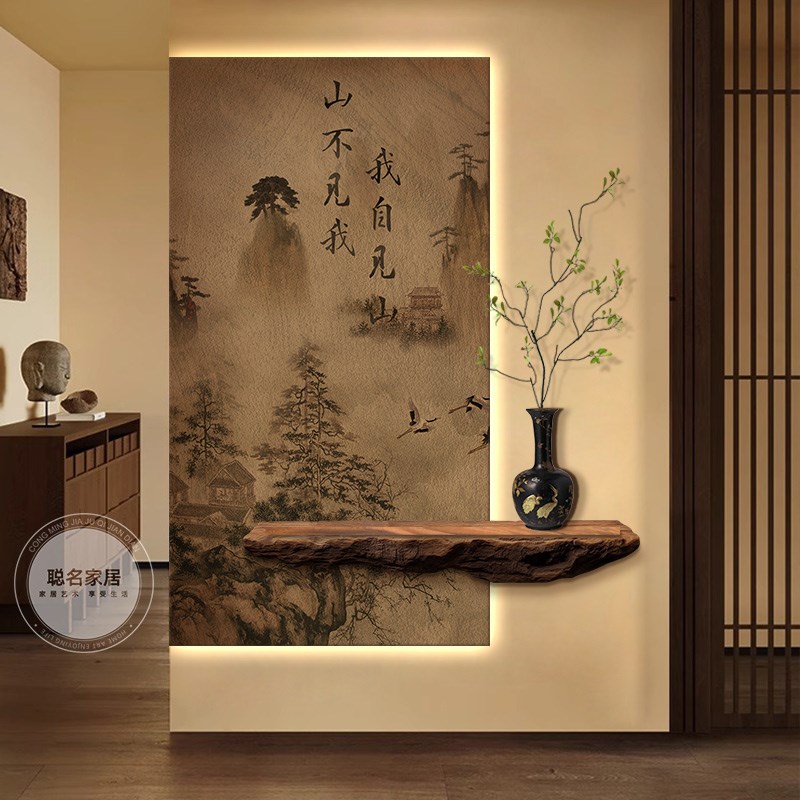 新中式玄关装饰画高级感入户走廊挂画宋代美学餐厅民宿茶室壁画灯