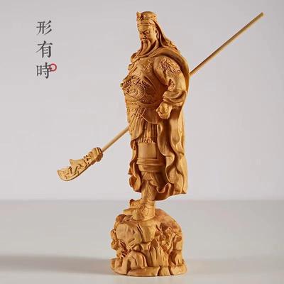 黄杨木雕关公义薄云天关羽原木雕像摆件家居客厅关二爷实木精雕