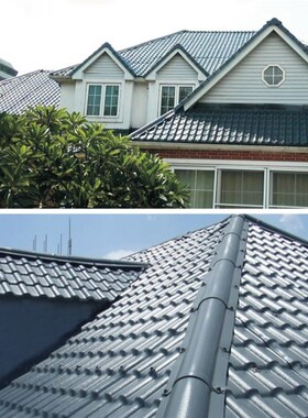 红波厂家 合成树脂瓦 隔音绝缘仿古滴水板675mmASA民房村屋树脂瓦