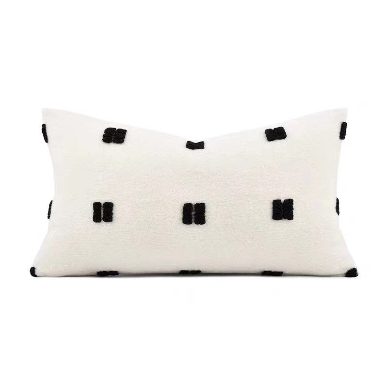 样板房客厅抱枕轻奢简约现代软装沙发靠垫方枕样板间酒店黑白抱枕