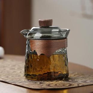 玻璃盖碗茶杯家用大号防烫三才泡茶碗带盖单个手抓壶功夫茶具套装