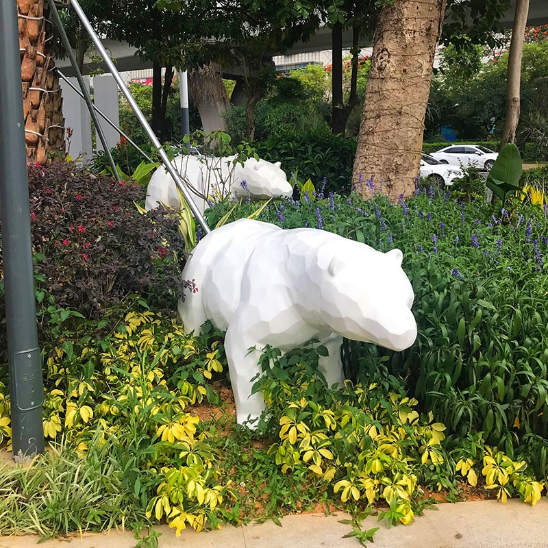 玻璃钢北极熊雕塑户外景区街道动物景观摆件公园小区草坪装饰小品