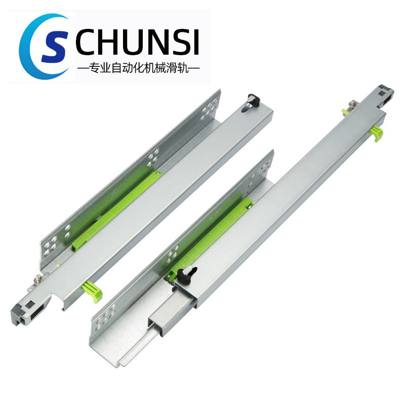 托底反弹按压三节滑轨隐藏式按弹抽屉轨道加厚导轨家具滑道