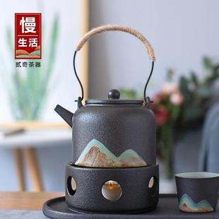 陶瓷蜡烛温煮茶器功夫茶具家用明火加热单壶茶壶花茶温煮炉 日式