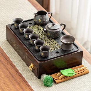 储物茶台 功夫茶具多功能收纳盒小型现代旅行茶盘家用紫砂茶具套装