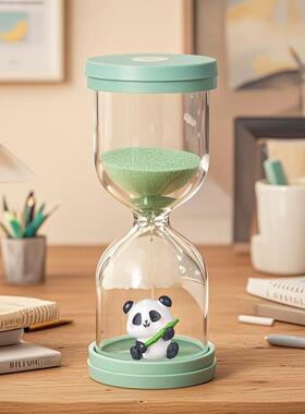 熊猫卡通沙漏计时器儿童防摔3-30分钟学生作业吃饭耳兔桌面摆件