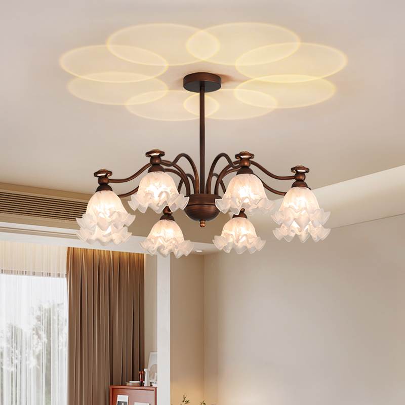 覆古风铃兰花客厅吊灯美式中古光影卧室灯带射灯饭厅投影灯casagd