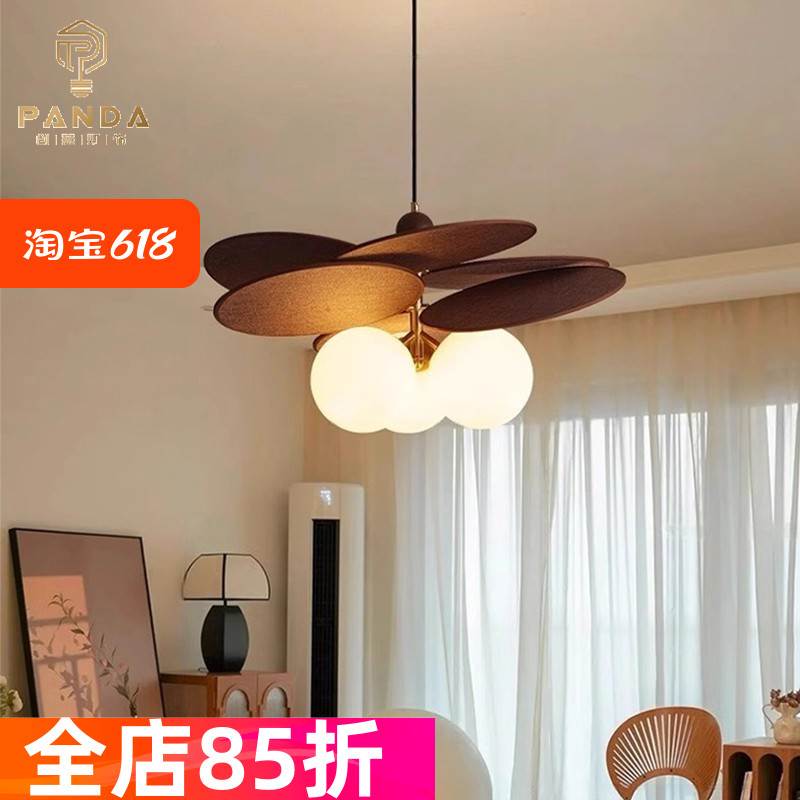 法式中古风藤编餐厅吊灯侘寂风复古设计师书房灯餐桌阳台卧室灯