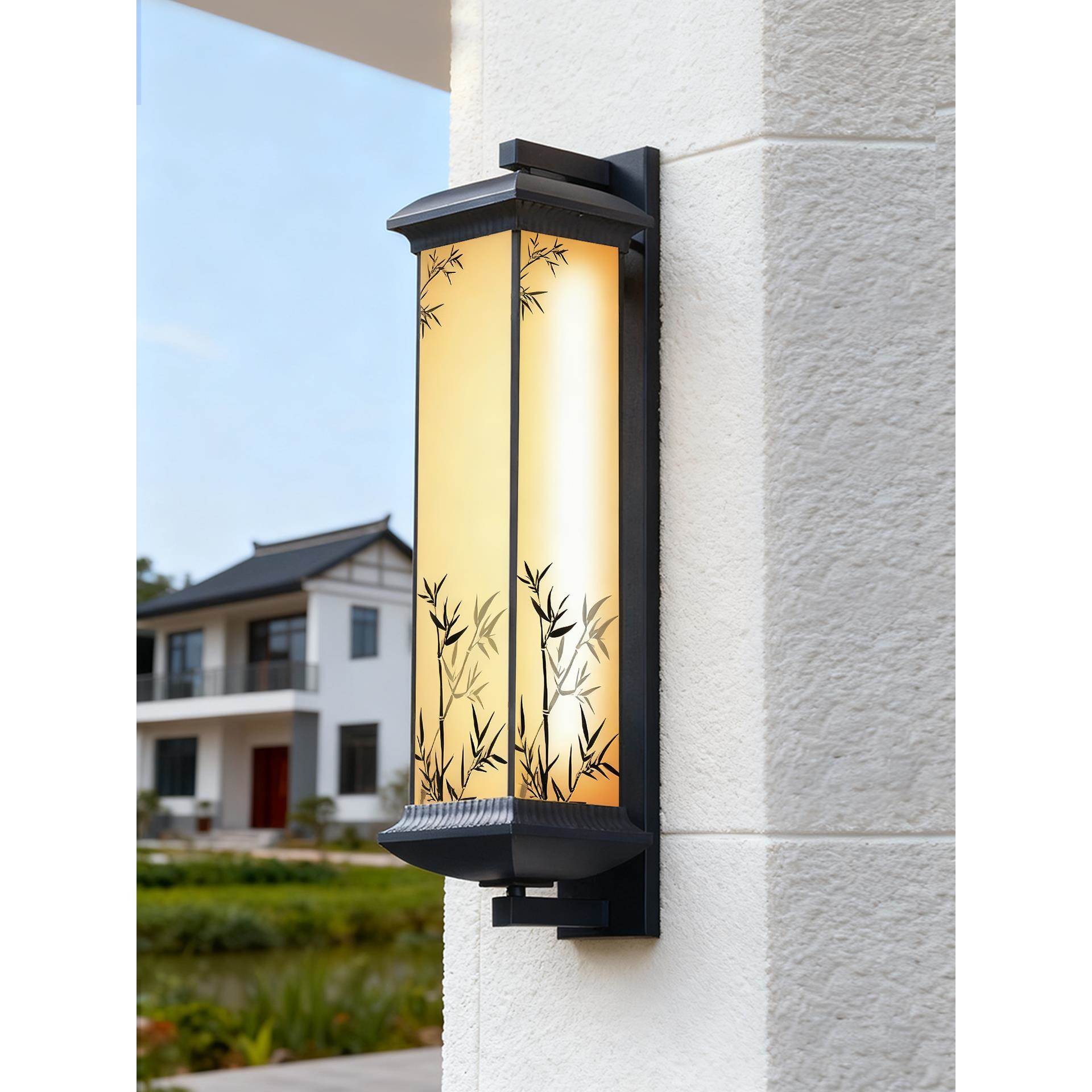 新中式太阳能壁灯户外防水别墅庭院围墙大门两侧外墙灯室外露台灯