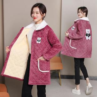 围裙 加绒加厚棉袄外套工作服棉衣保暖耐脏厨房长袖 罩衣女新款 冬季