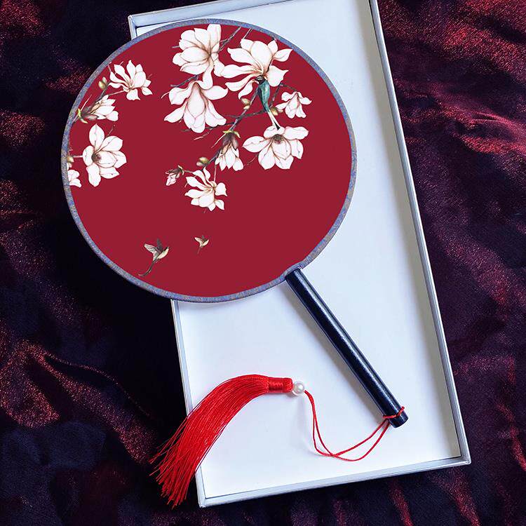 成人双面团扇古典宫扇中国风圆扇子绢布女扇表演出跳舞蹈扇汉服扇