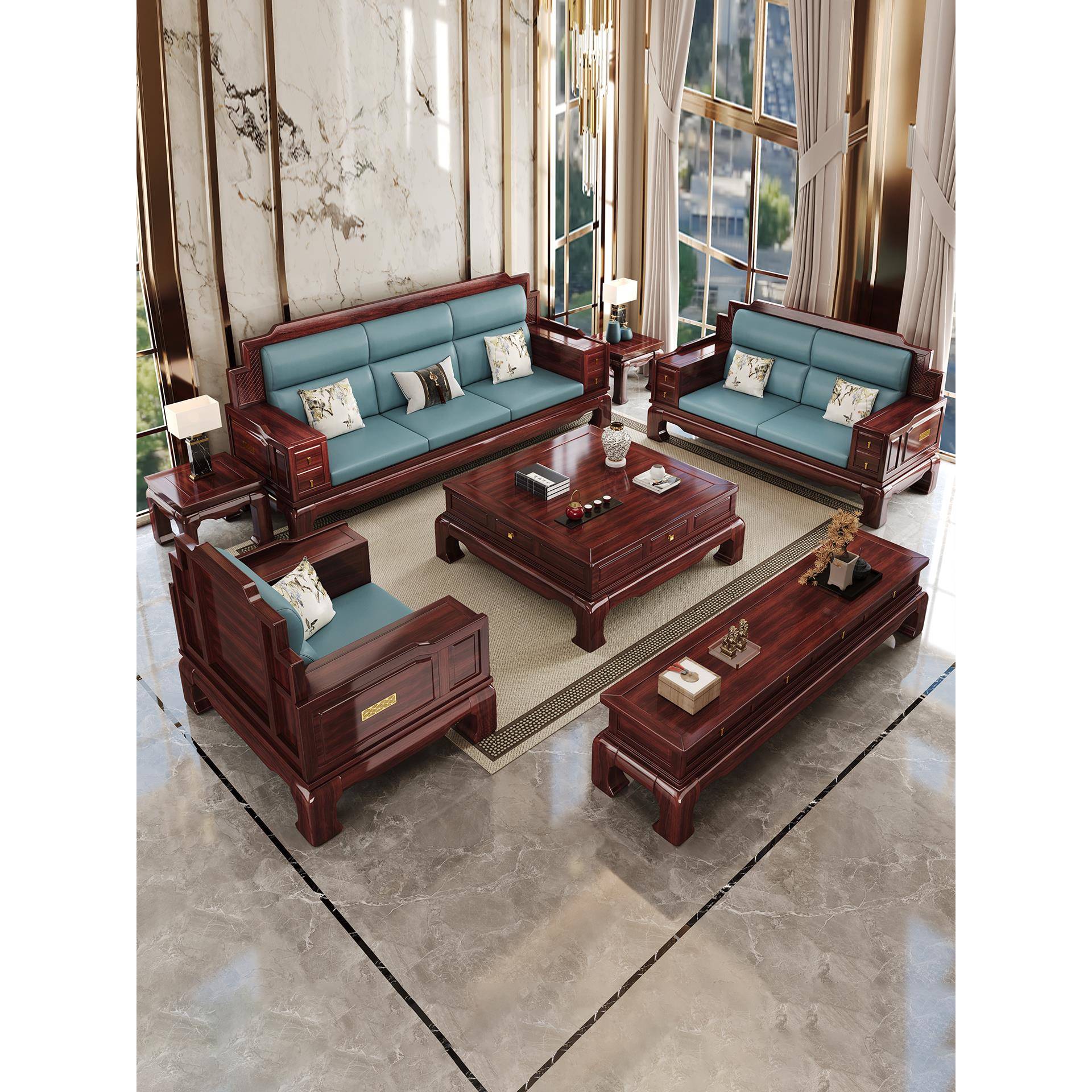 新中式酸枝木实木沙发客厅别墅冬夏两用大小户型仿古高端红木家具