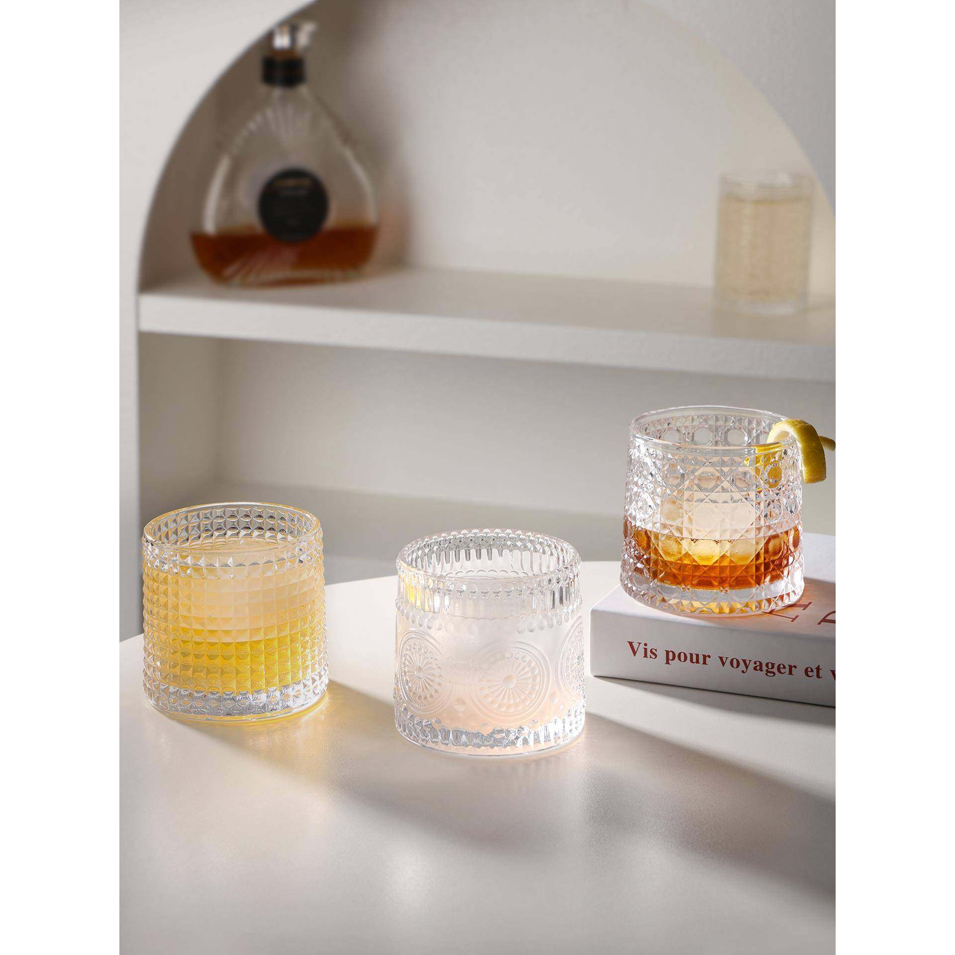 星屿 创意转转威士忌酒杯平底款ins风玻璃杯高颜值水杯洋酒咖啡杯