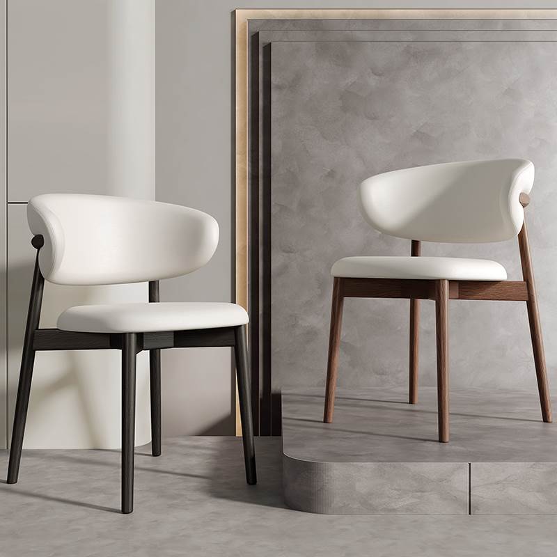 法式中古风实木餐椅2025年新款意式极简美式复古奶油色白蜡木椅子