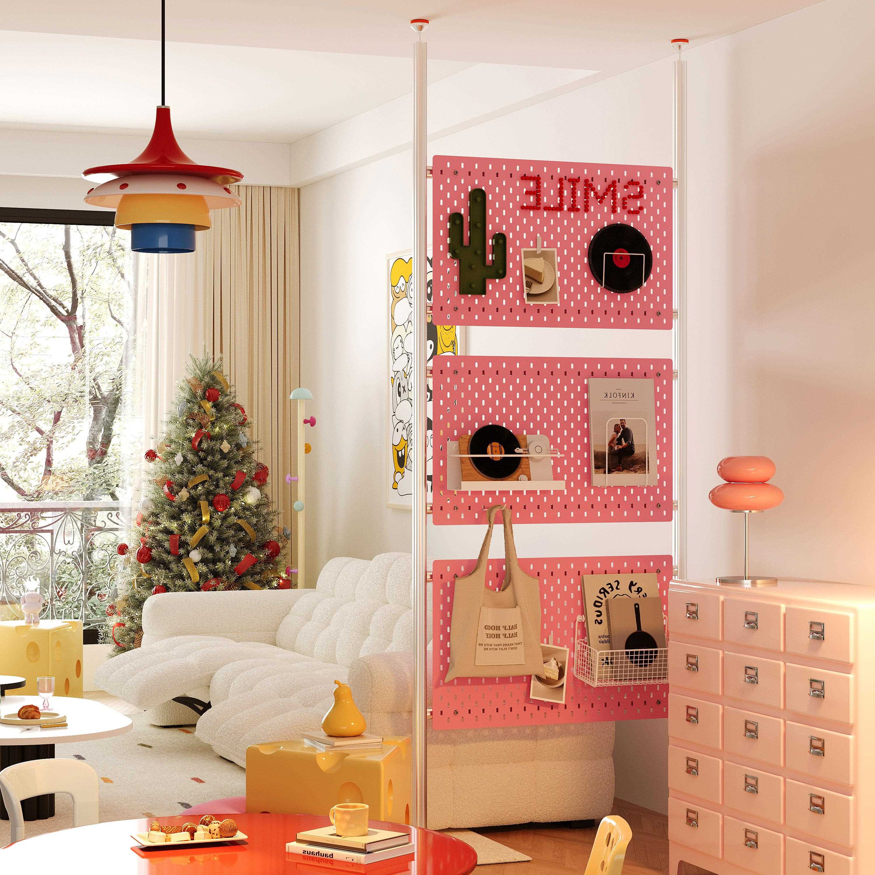 奶油风客厅隔间浴室遮挡装饰多巴胺摆件挂件置物架玄关洞洞板屏风