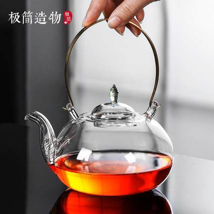 可明火电陶炉专用烧水壶高硼硅玻璃耐高温围炉提梁煮茶壶大容量