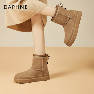达芙妮时尚 靴休闲短靴单靴 马丁靴秋冬百搭保暖靴子加绒女工装