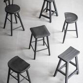 叁几 侘寂风黑色实木吧台椅家用靠背椅子白蜡木酒吧高脚凳吧台凳