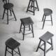 叁几 侘寂风黑色实木吧台椅家用靠背椅子白蜡木酒吧高脚凳吧台凳