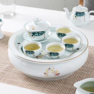 家用功夫茶杯简约潮汕现代整套茶盘品茗杯小清新茶壶 陶瓷茶具套装