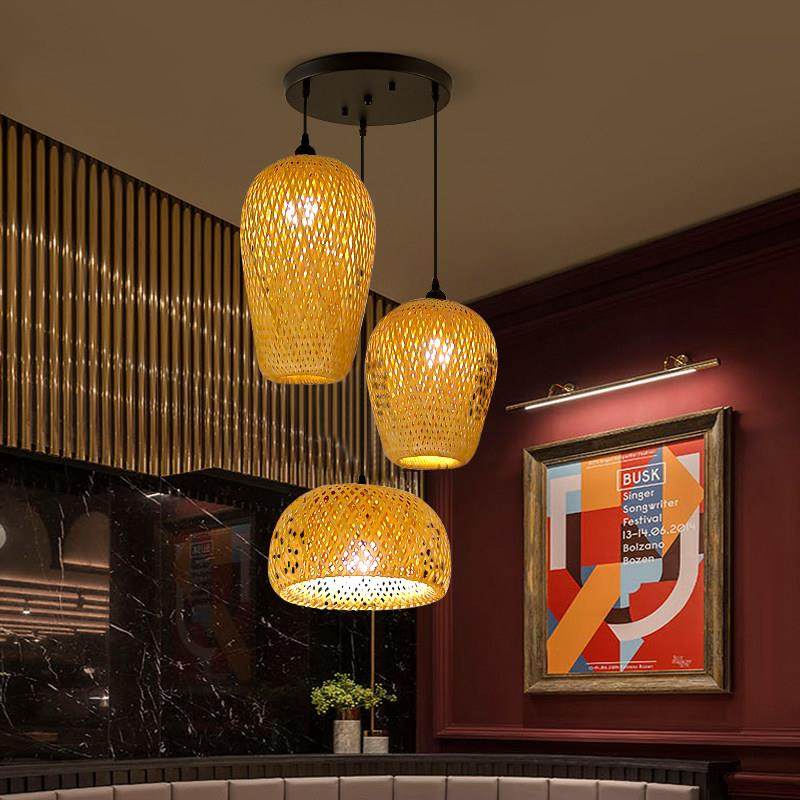 新中式竹编灯笼竹子灯罩复古藤艺民宿大排档茶室客栈竹艺竹编吊灯,家装灯饰光源,酒店/宴会厅/餐饮吊灯,淘宝优惠券,粉丝福利购,淘宝优惠卷