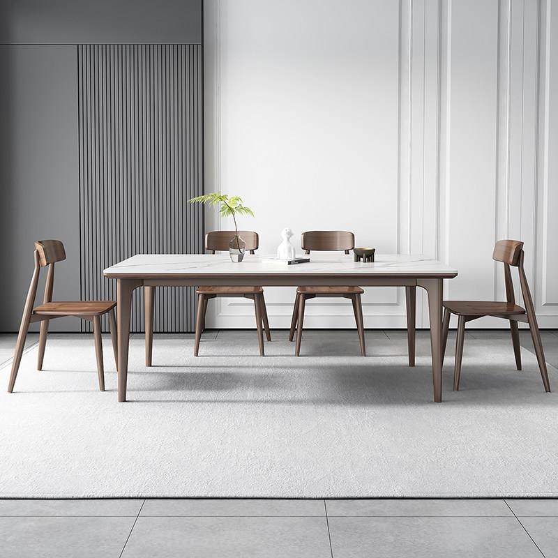 实木岩板餐桌椅组合长方形原木轻奢黑胡桃木色饭桌侘寂风桌子,住宅家具,岩板餐桌,淘宝优惠券,粉丝福利购,淘宝优惠卷