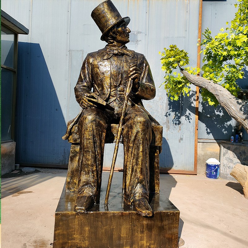 玻璃钢仿铜人物雕塑大型街头搞笑艺人绅士雕塑广场景观人物雕塑