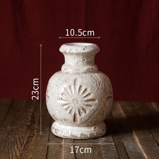 J6DA法式 中古 乡村复古白瓷陶瓷花瓶田园艺术瓦罐粗陶摆件美式