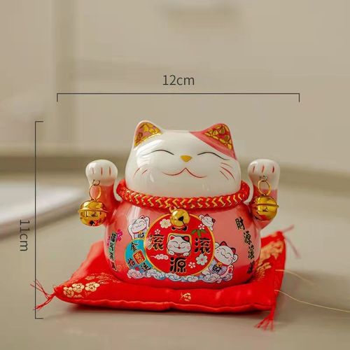 招财猫创意陶瓷娇小玲珑小招财猫存钱罐储蓄罐汽车摆件书桌装饰品