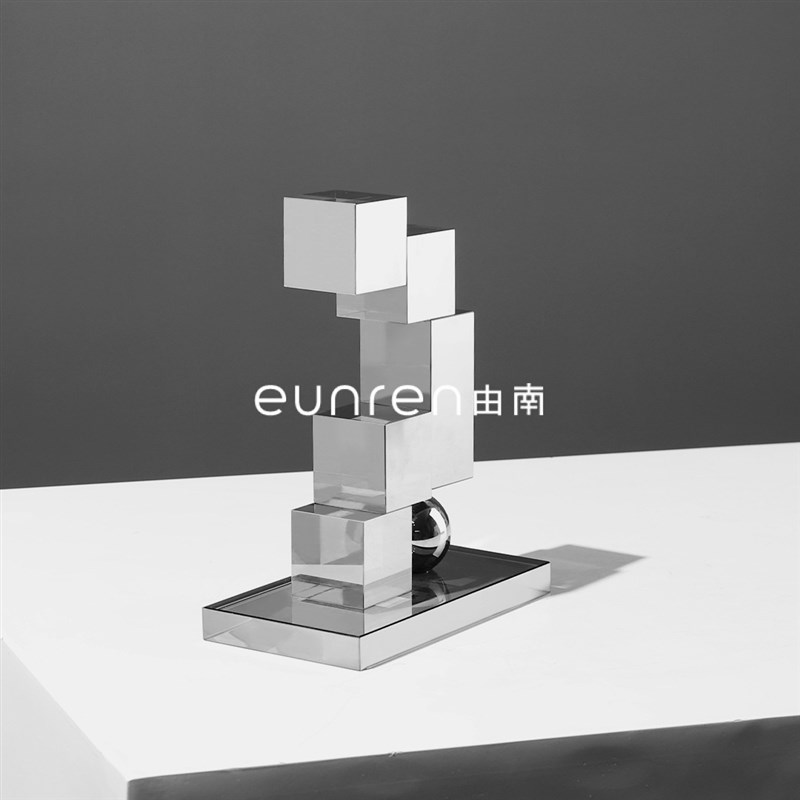 轻奢创意方块阶梯几何造型艺术摆件家居样板间现代简约桌面装饰品