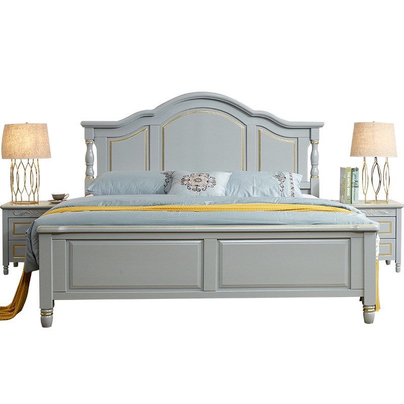 全实木美式双人床1.5米轻奢木床简约现代2米大人1米2/1米35单人床