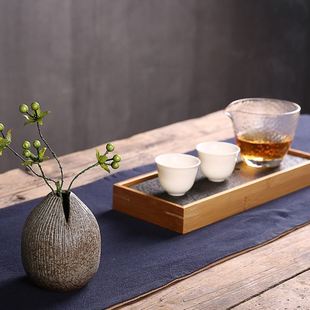 粗陶花器家居饰品中式 陶瓷花创意复古工艺桌面摆件日式 水培花插