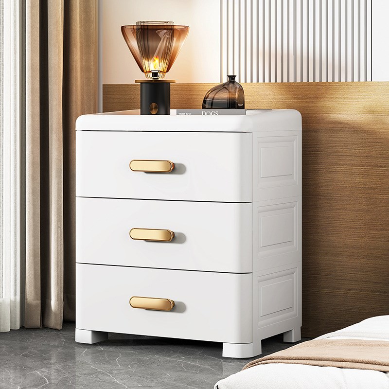欧式45-70宽度抽屉式收纳柜款纯白储物柜客厅整理柜卧室床头柜子