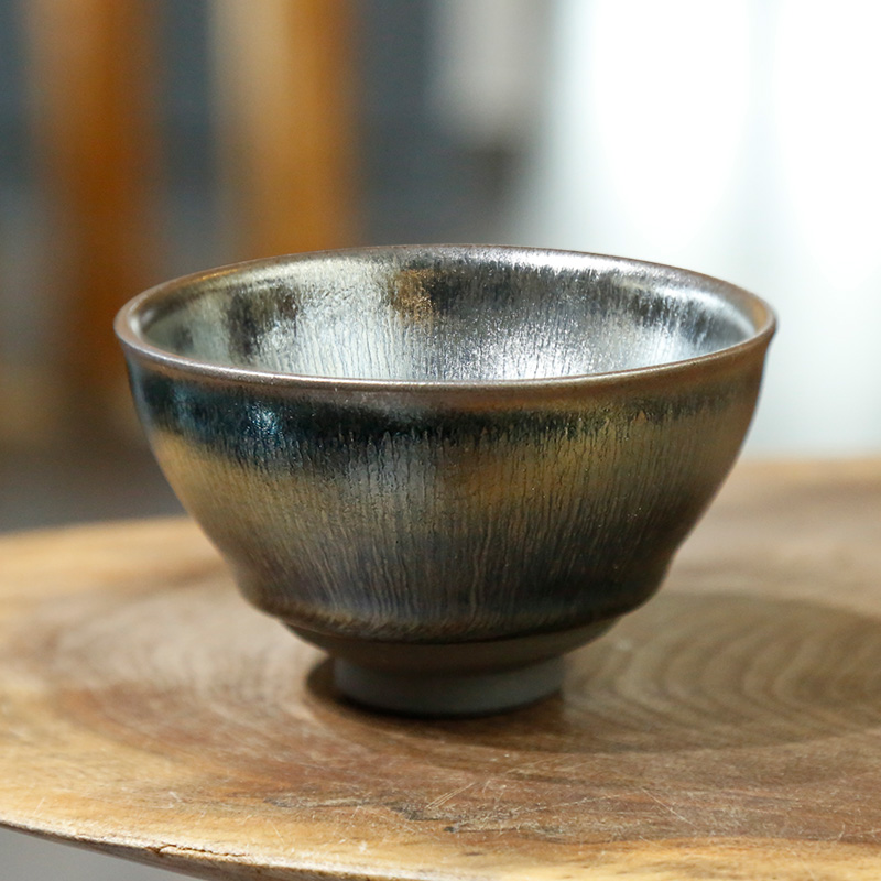 周远培束口银毫建盏主人杯原矿原釉建阳铁胎手工高颜值茶盏