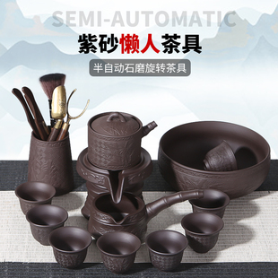家用陶瓷整套简约青陶瓷盖碗功夫茶杯带茶盘 紫砂自动懒人茶具套装