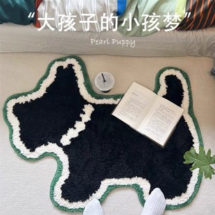 卡通小狗家用植绒地毯卧室毛绒毯床边毯萌趣吸水防滑地垫 wuwup