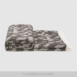 熙壹品抽穗羊毛撘毯别墅床上搭巾民宿床尾巾毛毯轻奢沙发小毯子 元
