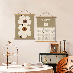 222年挂历定制电表箱遮挡布艺挂画宿舍背景卧室墙面装 饰日历挂布