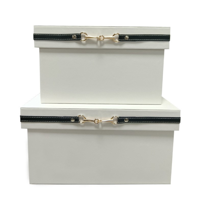 皮质金属扣装饰时尚百搭收纳盒大容量家居储物盒样板间衣帽间摆件