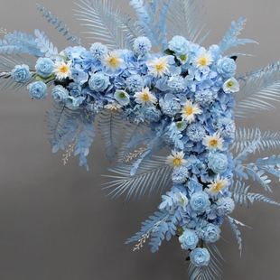 婚庆三角花排结婚拱门花舞台背景迎宾区布置排花仿真绢花花艺 新款