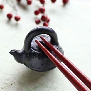手作煎蛋铁壶扇子筷枕筷托餐厅家用摆件 日本进口可爱陶瓷筷置日式