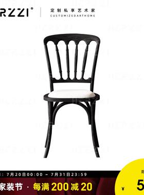 HERZZI进口白蜡木全实木餐椅索耐特thonet家用中古风靠背椅椅子